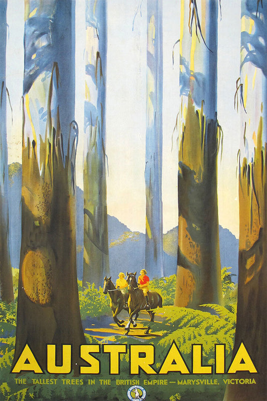 1930 Australia's Tallest Trees Marysville Victoria Travel Poster Wall Art Print Home Wall Decor - xonomax