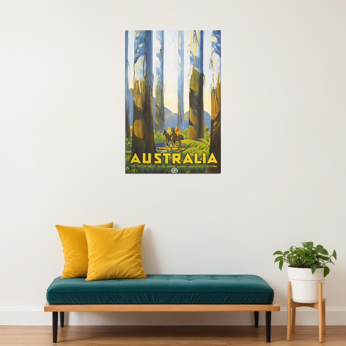 1930 Australia's Tallest Trees Marysville Victoria Travel Poster Wall Art Print Home Wall Decor - xonomax