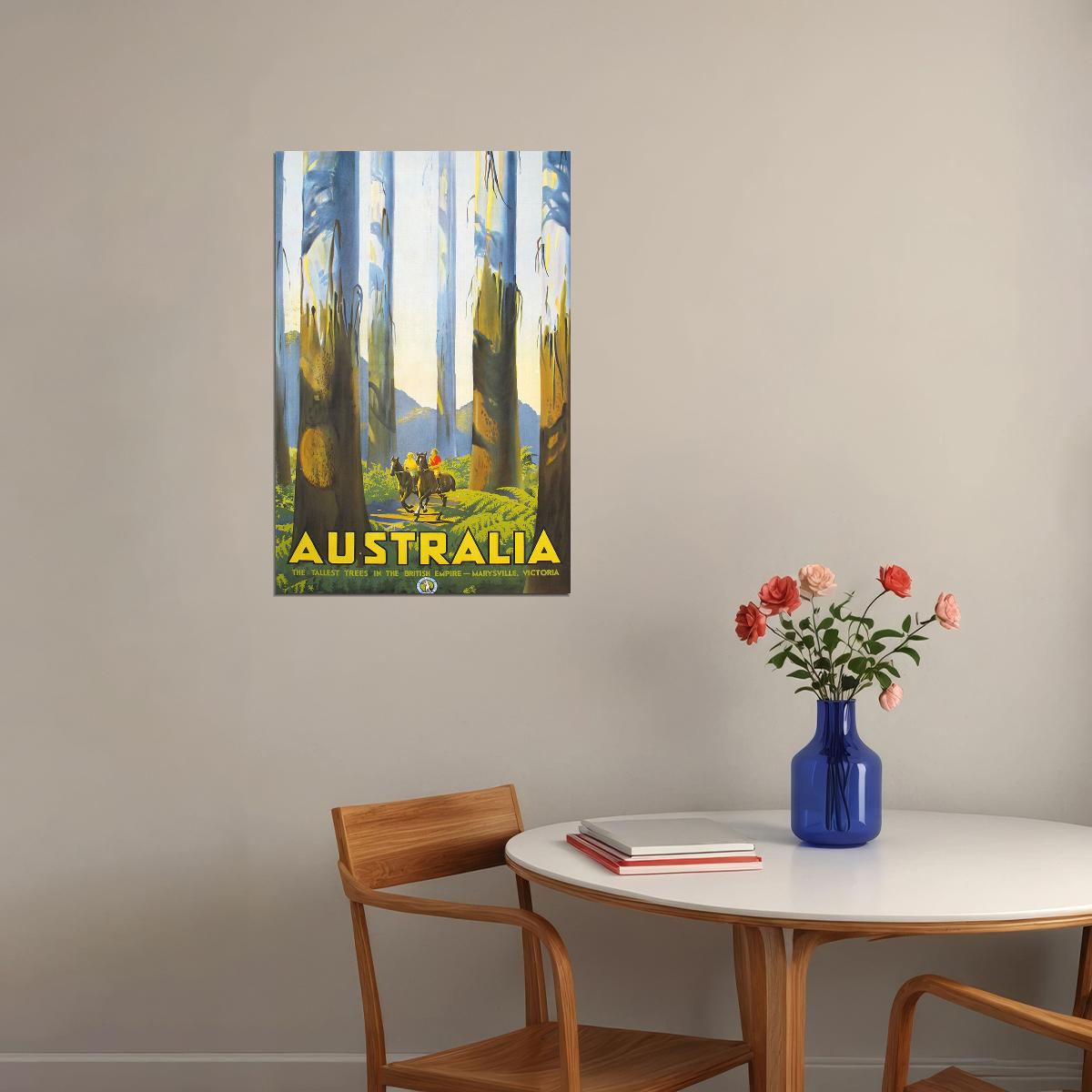 1930 Australia's Tallest Trees Marysville Victoria Travel Poster Wall Art Print Home Wall Decor - xonomax