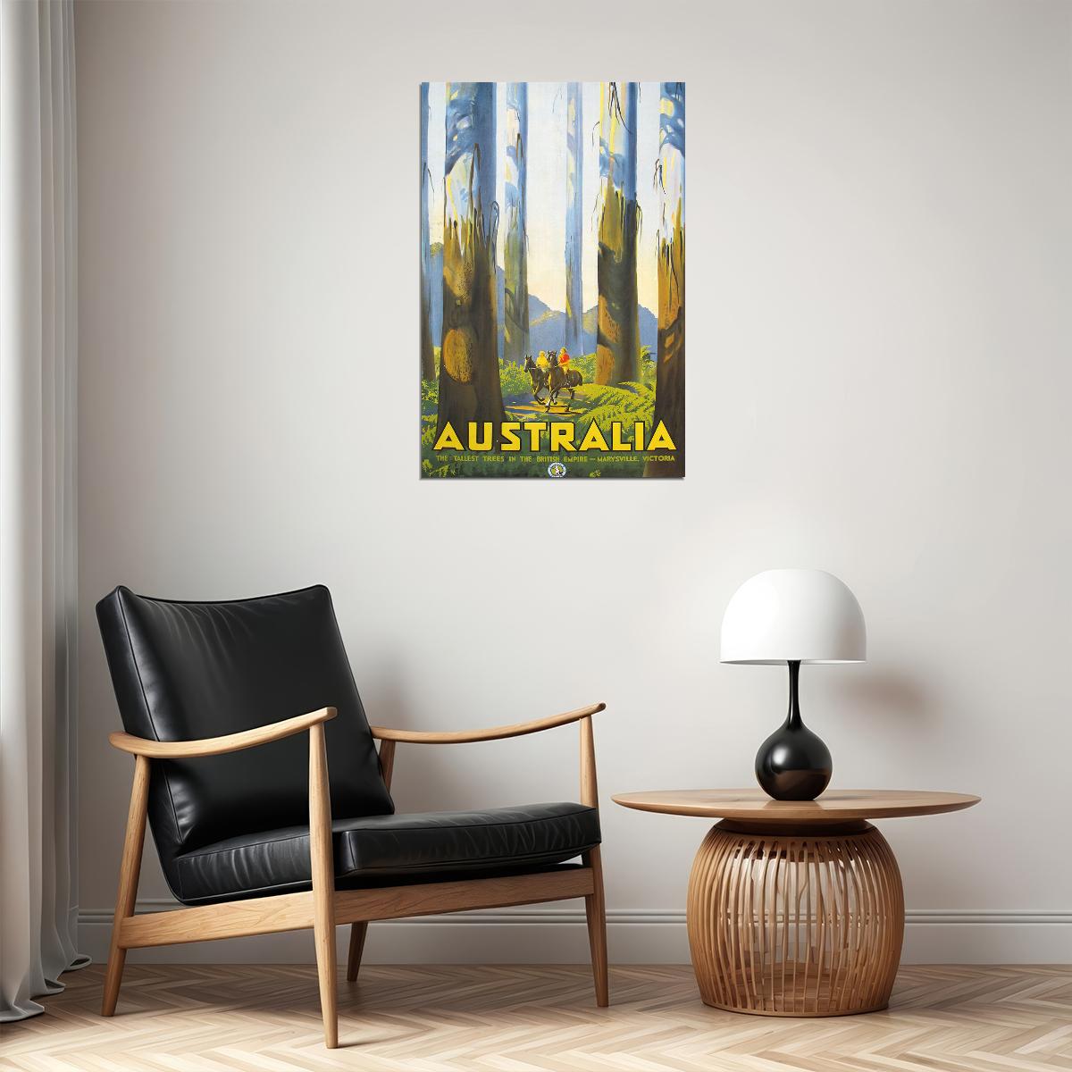 1930 Australia's Tallest Trees Marysville Victoria Travel Poster Wall Art Print Home Wall Decor - xonomax