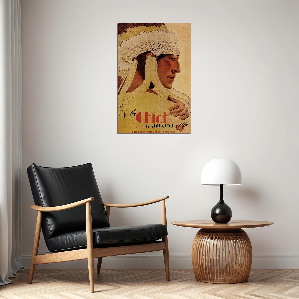 Santa Fe Travel The Chief Is Still Chief Indian Headdress Poster Wall Art Print Home Wall Decor