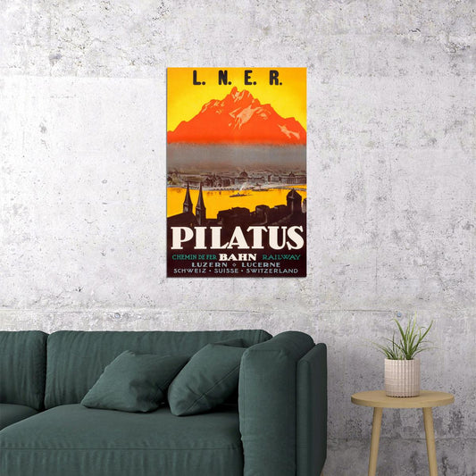 Pilatus Mountain Switzerland Bahn Railway Travel Vintage Poster Wall Art Print Home Wall Decor - xonomax
