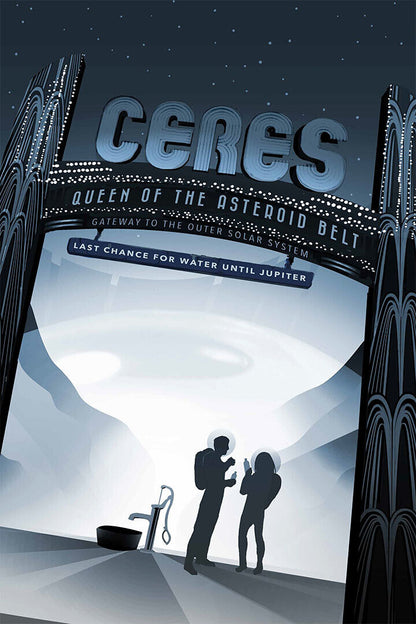Retro Space Exploration Ceres Queen Of The Asteroid Belt Poster Wall Art Print Home Wall Decor - xonomax