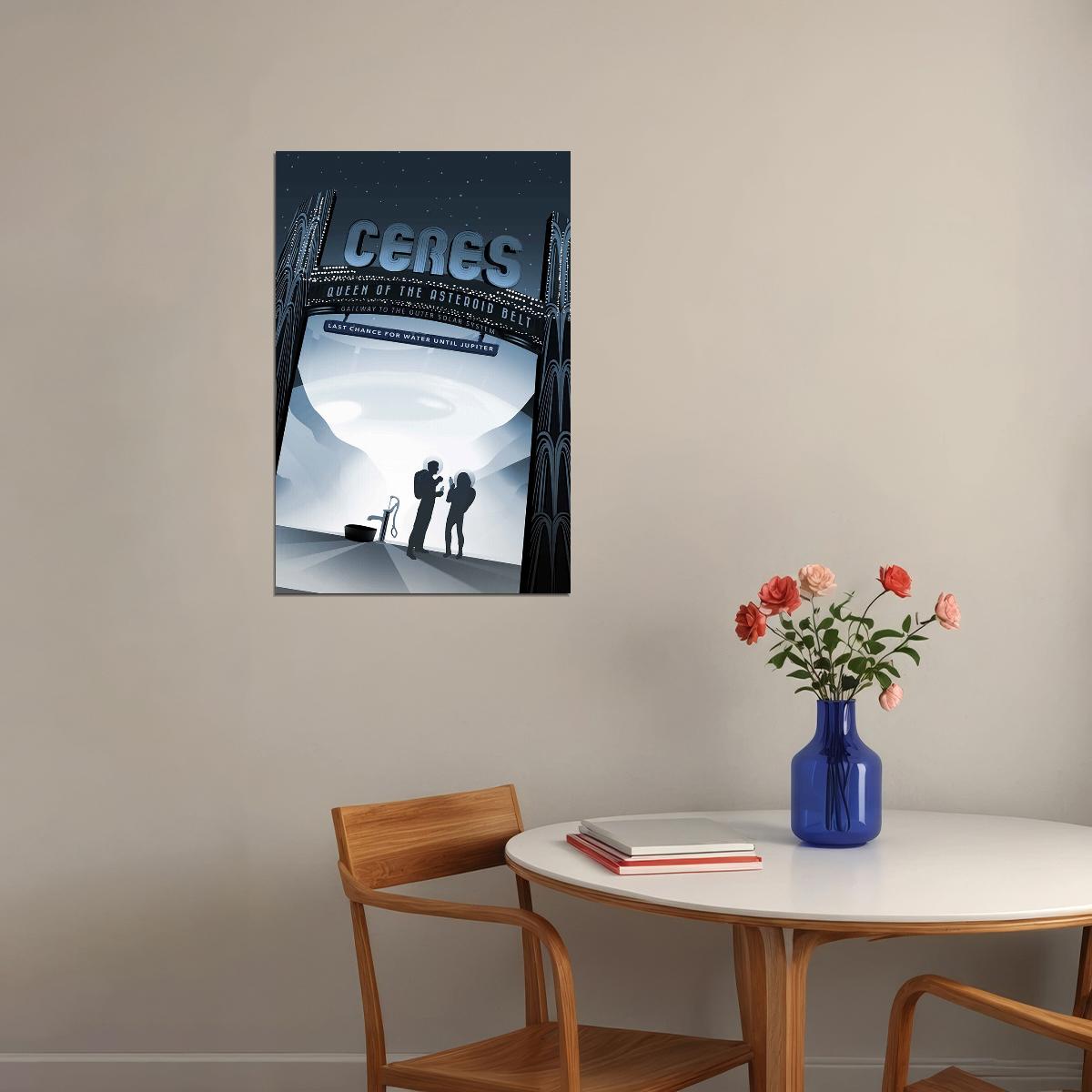 Retro Space Exploration Ceres Queen Of The Asteroid Belt Poster Wall Art Print Home Wall Decor - xonomax