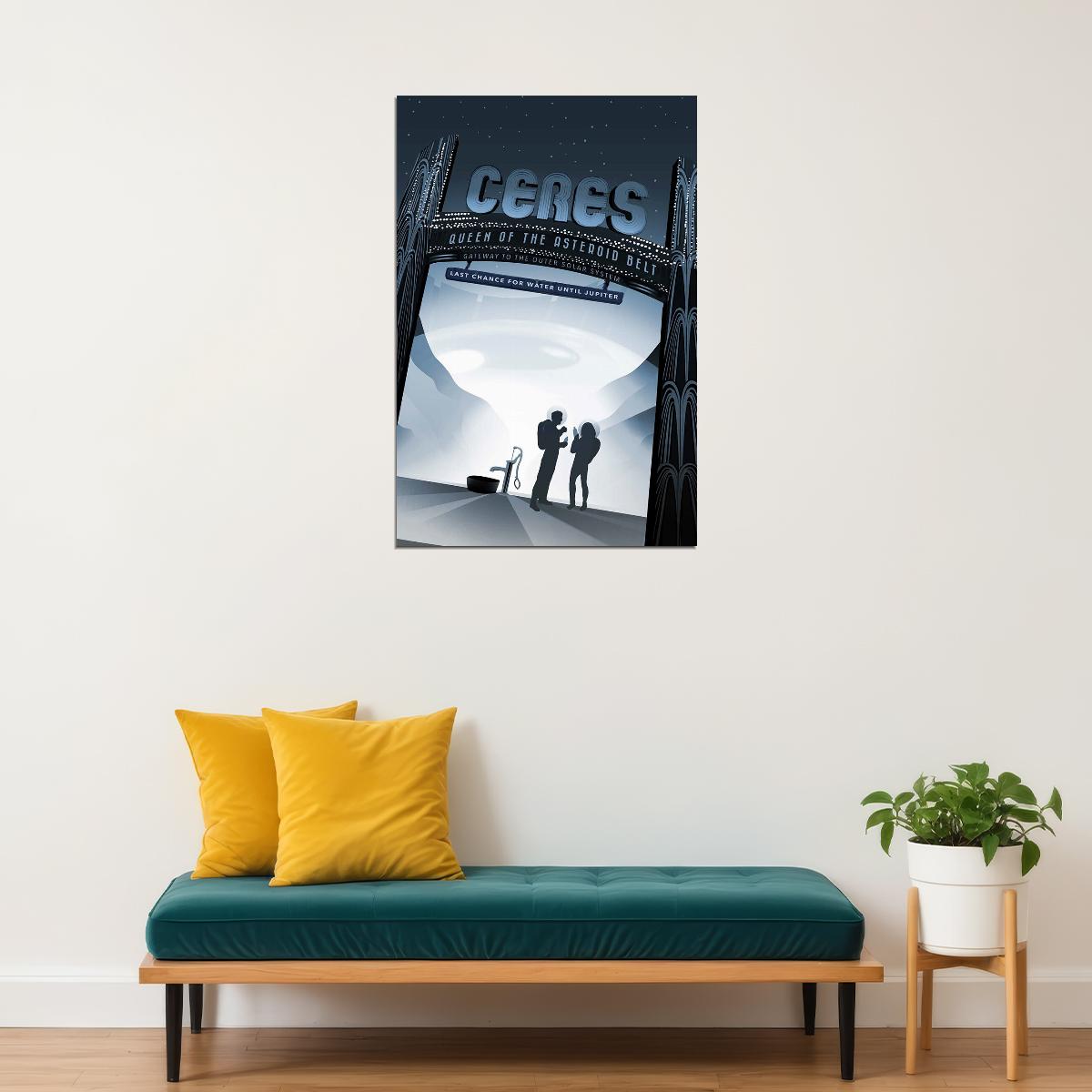 Retro Space Exploration Ceres Queen Of The Asteroid Belt Poster Wall Art Print Home Wall Decor - xonomax