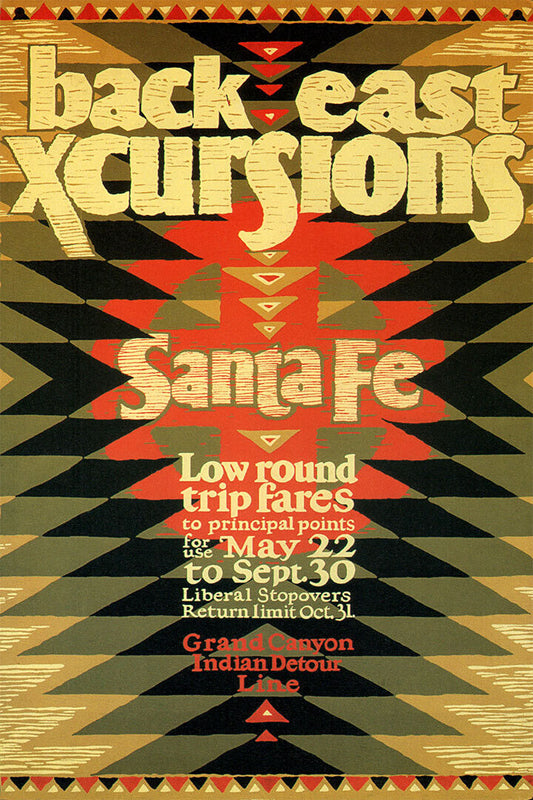 1924 Back East Santa Fe Vintage Style Train Travel Poster Wall Art Print Home Wall Decor - xonomax
