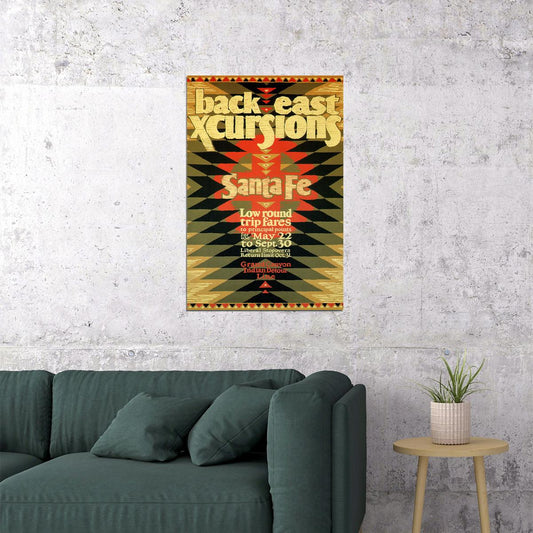 1924 Back East Santa Fe Vintage Style Train Travel Poster Wall Art Print Home Wall Decor - xonomax