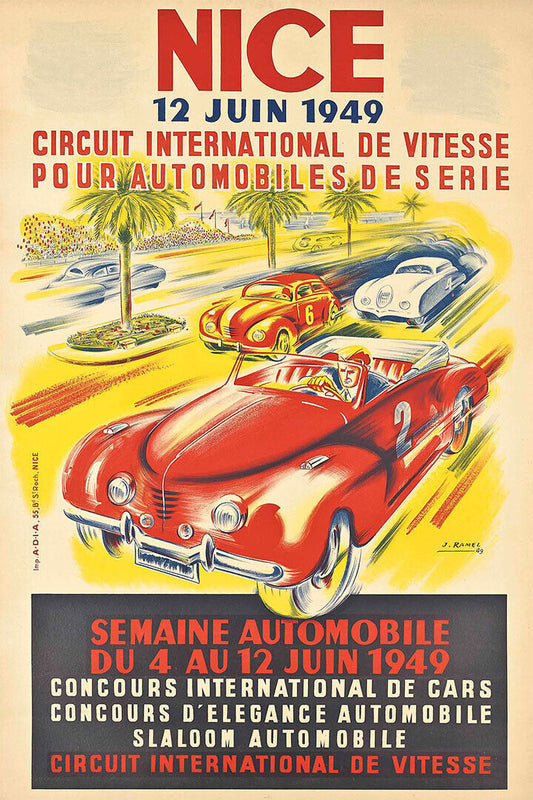 1949 Vintage Style Auto Road Race Nice France Poster Wall Art Print Home Wall Decor - xonomax