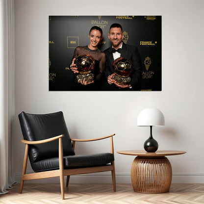 Bonmati And Leo Best Soccer Player Award Winners Poster Wall Art Print Home Wall Decor - xonomax