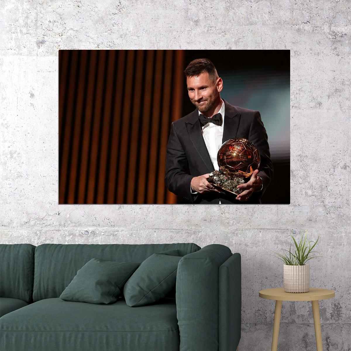Leo Messi Best Soccer Player Award Football Goat Miami Star Poster Wall Art Print Home Wall Decor - xonomax