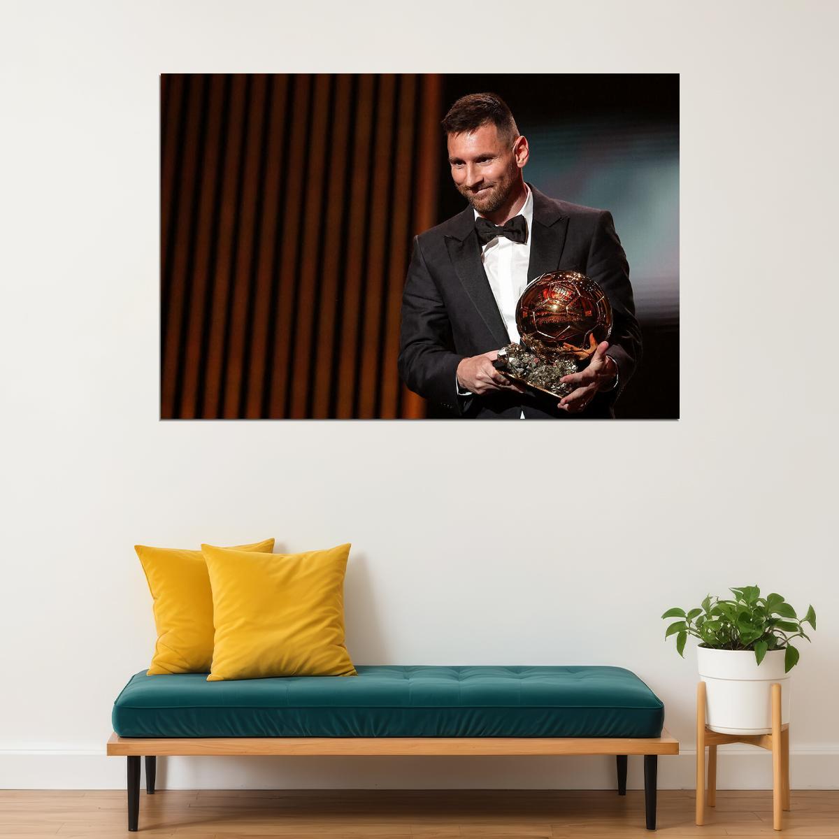 Leo Messi Best Soccer Player Award Football Goat Miami Star Poster Wall Art Print Home Wall Decor - xonomax