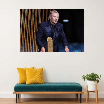 Best Soccer Striker Award Manchester Star Haaland Poster Wall Art Print Home Wall Decor - xonomax