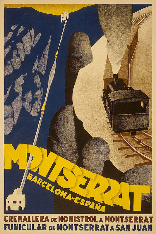 1920 Montserrat Barcelona Espana-spanish Railway Travel Poster Wall Art Print Home Wall Decor - xonomax
