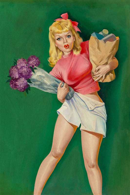 Losing The Groceries 1950s Vintage American Girl Pin-up Poster Wall Art Print Home Wall Decor - xonomax