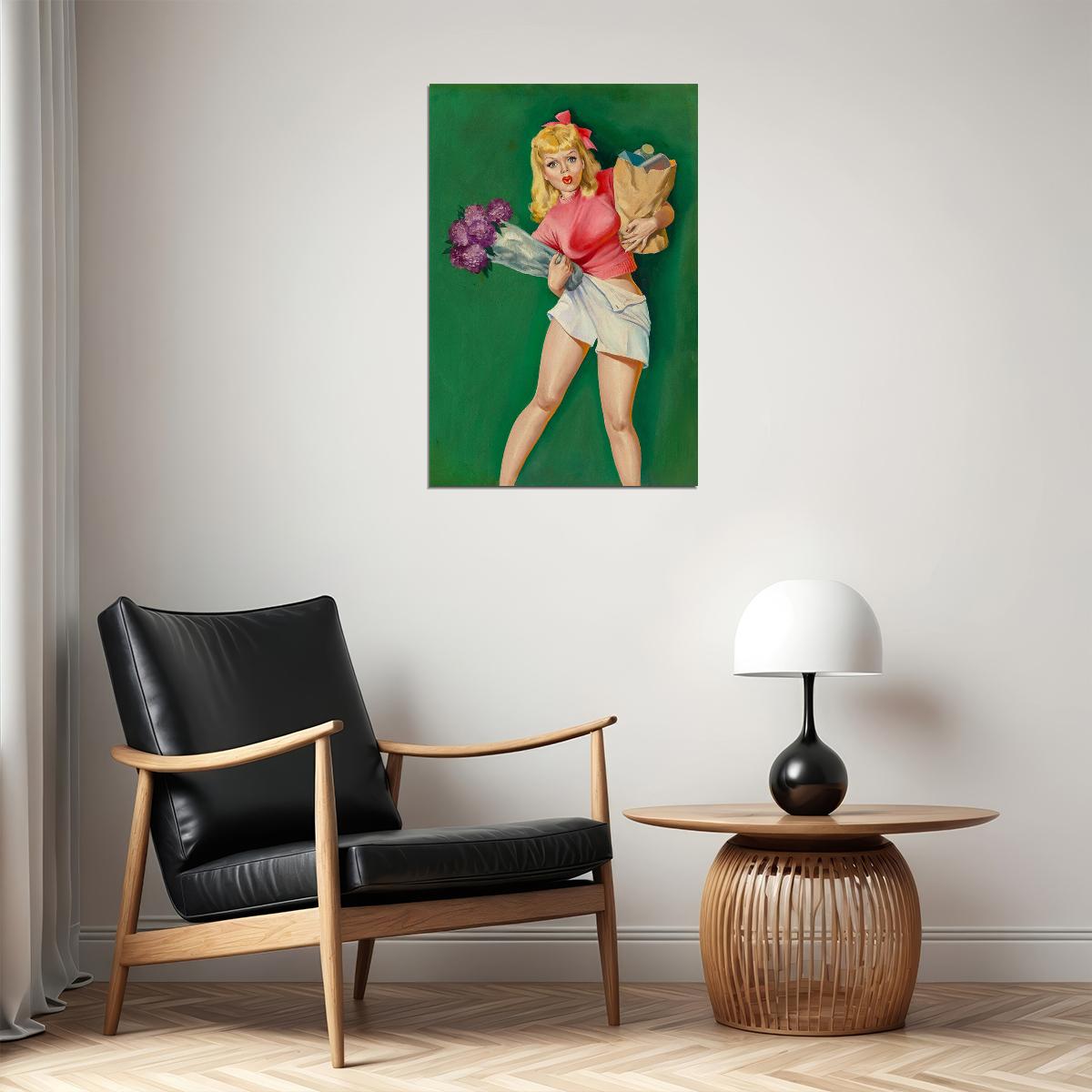 Losing The Groceries 1950s Vintage American Girl Pin-up Poster Wall Art Print Home Wall Decor - xonomax