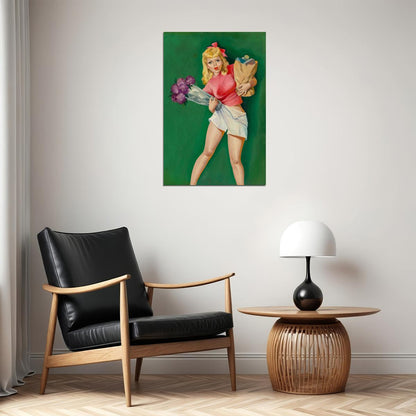 Losing The Groceries 1950s Vintage American Girl Pin-up Poster Wall Art Print Home Wall Decor - xonomax