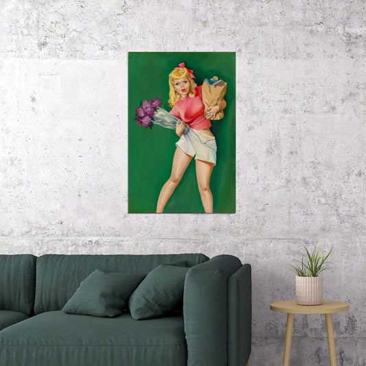 Losing The Groceries 1950s Vintage American Girl Pin-up Poster Wall Art Print Home Wall Decor - xonomax