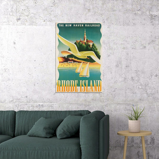 New Haven Railroad Rhode Island 1945 Vintage Style Travel Poster Wall Art Print Home Wall Decor - xonomax