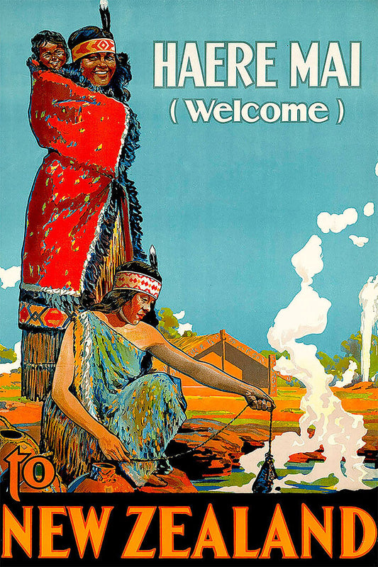 1920 Maori Welcome To New Zealand Vintage Style Travel Poster Wall Art Print Home Wall Decor - xonomax