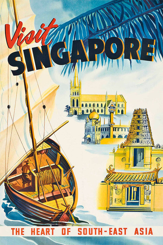 1950s Visit Singapore Vintage Style Asian Travel Poster Wall Art Print Home Wall Decor - xonomax