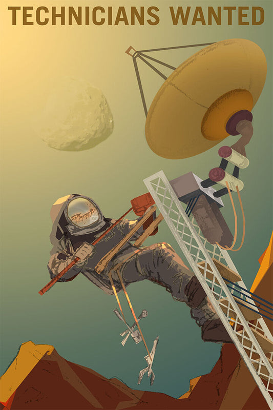 Technicians Wanted Retro Style Classic Mars Exploration Poster Wall Art Print Home Wall Decor - xonomax