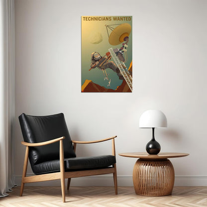 Technicians Wanted Retro Style Classic Mars Exploration Poster Wall Art Print Home Wall Decor - xonomax
