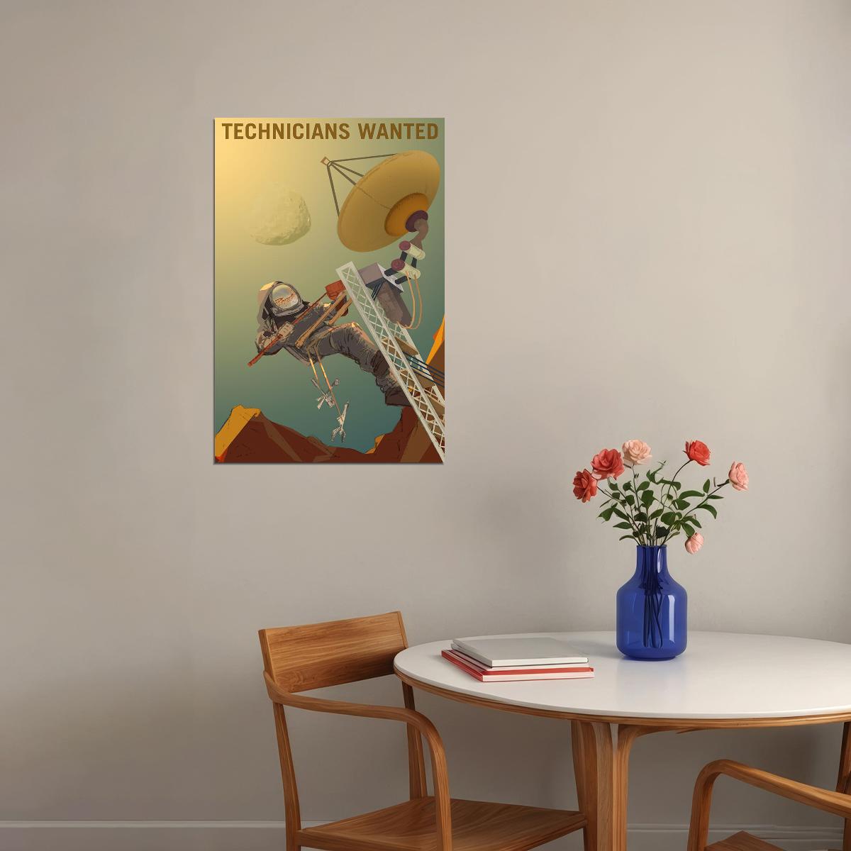Technicians Wanted Retro Style Classic Mars Exploration Poster Wall Art Print Home Wall Decor - xonomax