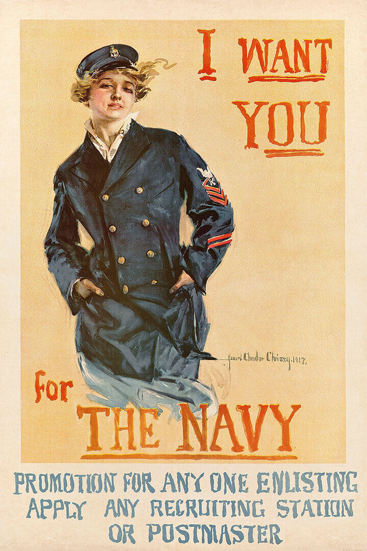 I Want You For The Navy Chandler Christy Navy Recruiting Poster Wall Art Print Home Wall Decor - xonomax