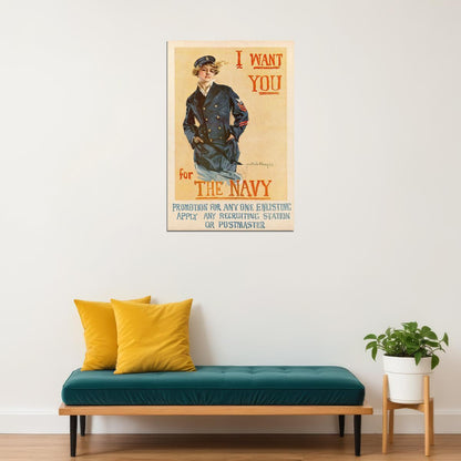 I Want You For The Navy Chandler Christy Navy Recruiting Poster Wall Art Print Home Wall Decor - xonomax