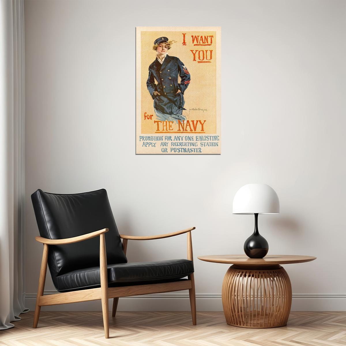 I Want You For The Navy Chandler Christy Navy Recruiting Poster Wall Art Print Home Wall Decor - xonomax