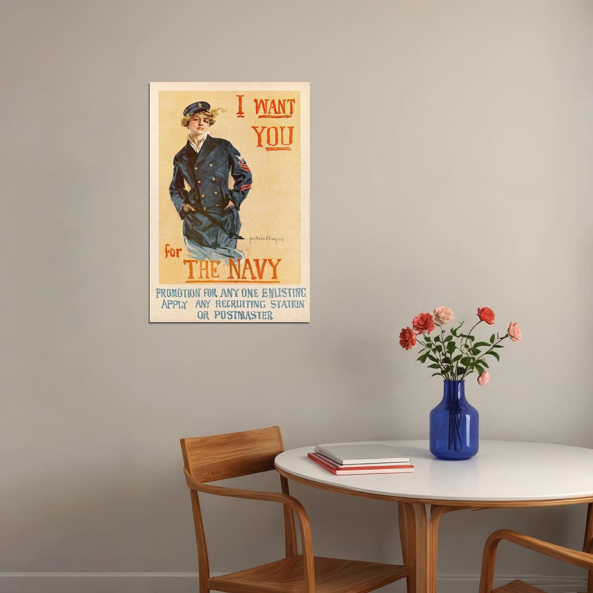 I Want You For The Navy Chandler Christy Navy Recruiting Poster Wall Art Print Home Wall Decor - xonomax