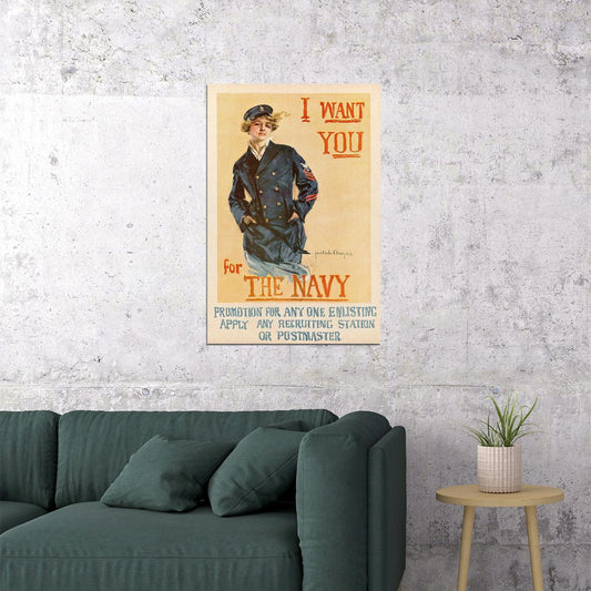 I Want You For The Navy Chandler Christy Navy Recruiting Poster Wall Art Print Home Wall Decor - xonomax