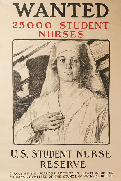 Wanted 25000 Nurses WWI Us Student Nurse Reserve Poster Wall Art Print Home Wall Decor - xonomax