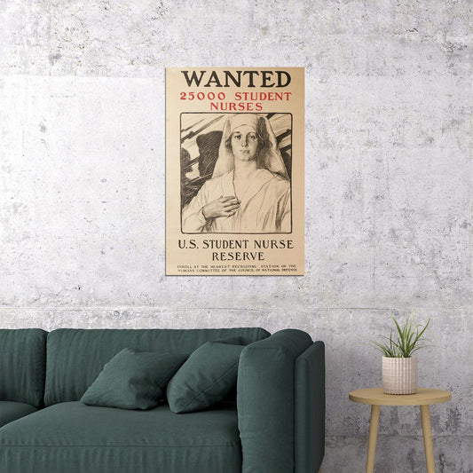Wanted 25000 Nurses WWI Us Student Nurse Reserve Poster Wall Art Print Home Wall Decor - xonomax