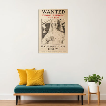 Wanted 25000 Nurses WWI Us Student Nurse Reserve Poster Wall Art Print Home Wall Decor - xonomax
