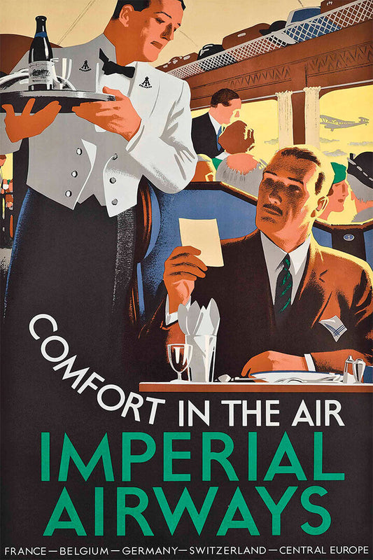 Comfort In The Air Imperial Airways 1930’s Travel Vintage Poster Wall Art Print Home Wall Decor - xonomax