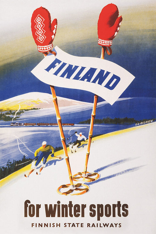 1949 Ski Finland For Winter Sports Vintage Style Travel Poster Wall Art Print Home Wall Decor - xonomax