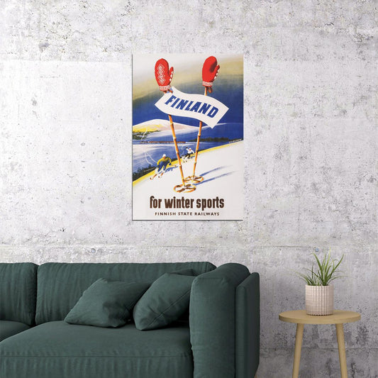 1949 Ski Finland For Winter Sports Vintage Style Travel Poster Wall Art Print Home Wall Decor - xonomax