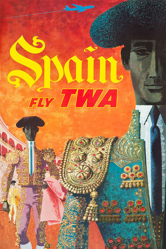 Twa Visit Spain 1960s Matador Vintage Style Air Travel Poster Wall Art Print Home Wall Decor