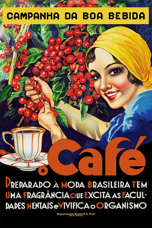 Rio De Janeiro Cafe 1930s Vintage Style Cafe Travel Poster Wall Art Print Home Wall Decor