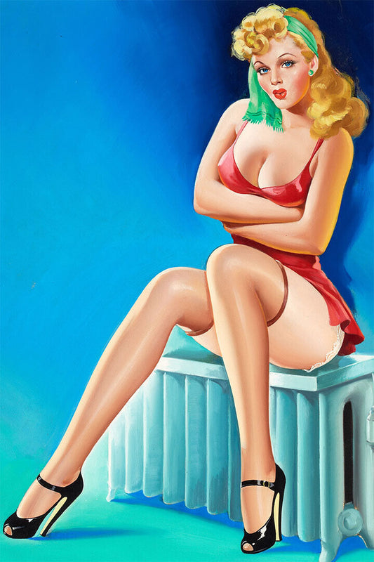 Hot Seat! 1947 Vintage Style American Girl Pin-up Poster Wall Art Print Home Wall Decor - xonomax