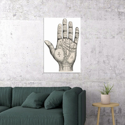 Unusual Vintage Style Palmistry Chart Poster Wall Art Print Home Wall Decor - xonomax