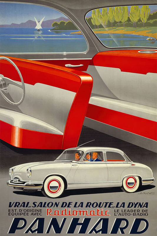 Panhard Radiomatic 1954 French Sedan Advertising Car Poster Wall Art Print Home Wall Decor - xonomax