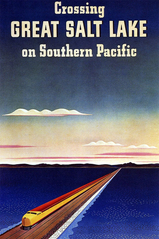 1940 Great Salt Lake Southern Pacific Vintage Train Travel Poster Wall Art Print Home Wall Decor - xonomax
