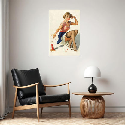 1950s Pin-up Looking For Trouble Lighting Fireworks Poster Wall Art Print Home Wall Decor - xonomax