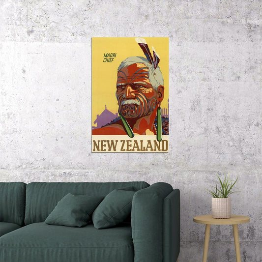 1932 New Zealand Maori Chief Tattoo Vintage Style Travel Poster Wall Art Print Home Wall Decor - xonomax