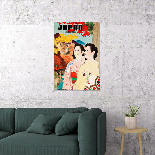 1950s Japan Autumn In Nikko Vintage Japanese Travel Poster Wall Art Print Home Wall Decor - xonomax
