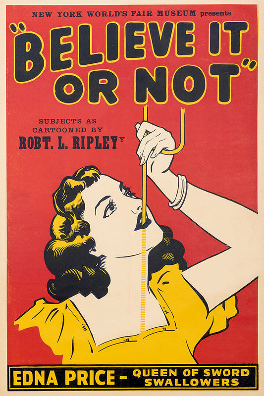 Believe It Or Not Sword Swallower 1930s Vintage Style Poster Wall Art Print Home Wall Decor - xonomax