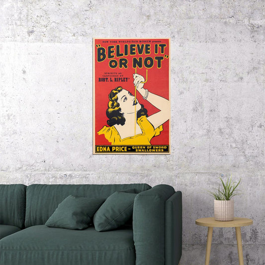 Believe It Or Not Sword Swallower 1930s Vintage Style Poster Wall Art Print Home Wall Decor - xonomax