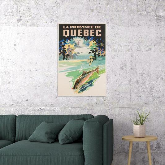 La Province Of Quebec 1930s Vintage Fly Fishing Poster Wall Art Print Home Wall Decor - xonomax
